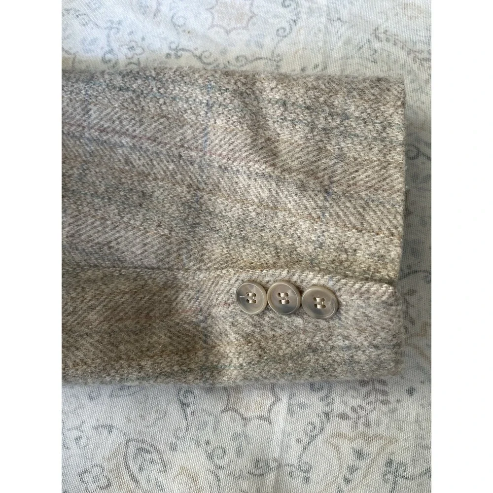 FARAH Clothing Co Men's Vintage Blazer Jacket 44L Beige Plaid 2 Button 100% Wool